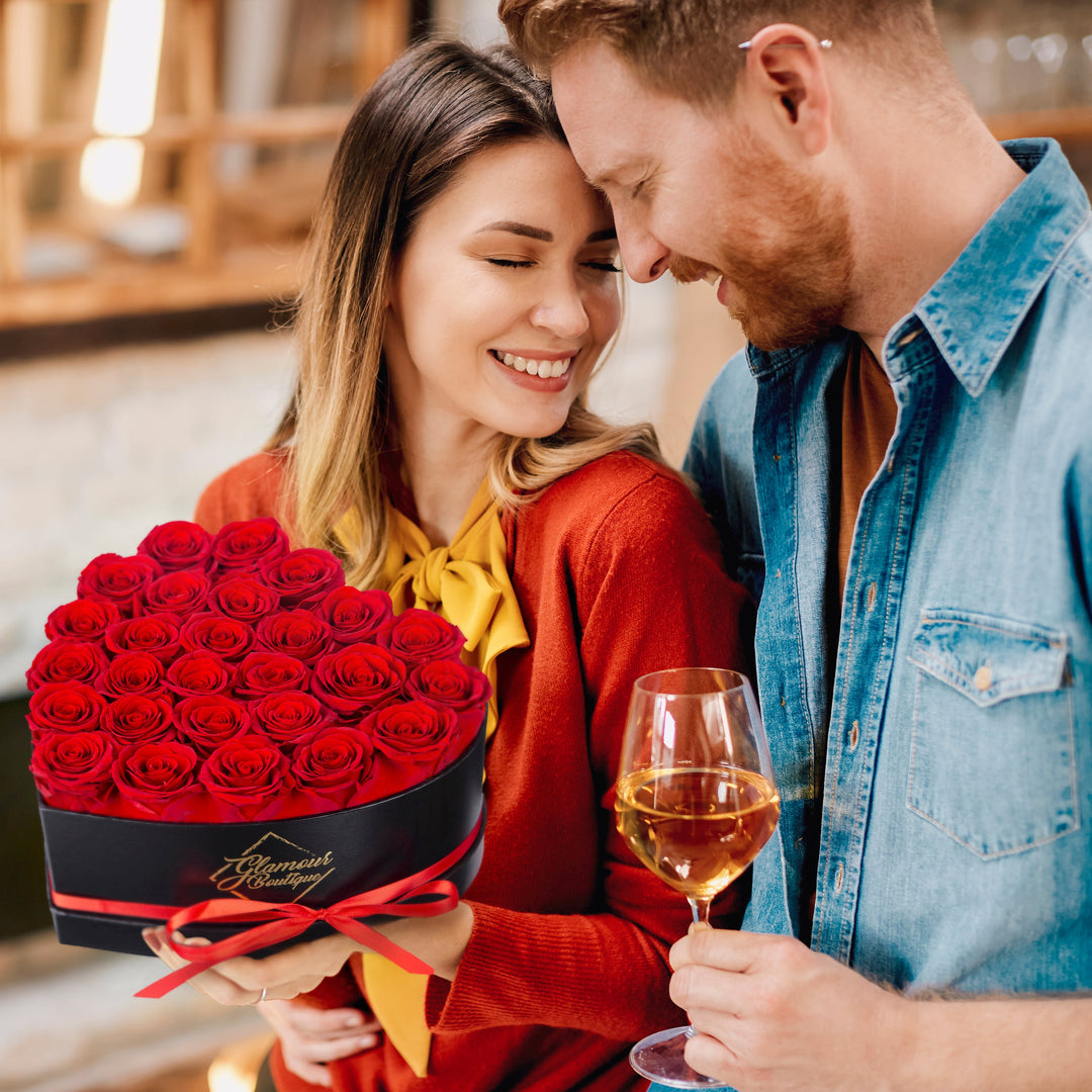 Glamour Boutique preserved rose heart box gift — luxury preserved roses that make lasting impressions