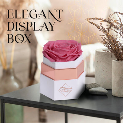 Timeless Charm  Hexagon Box | Pink Immortal Rose