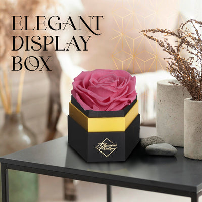 Timeless Charm  Hexagon Black Box | Pink Immortal Rose