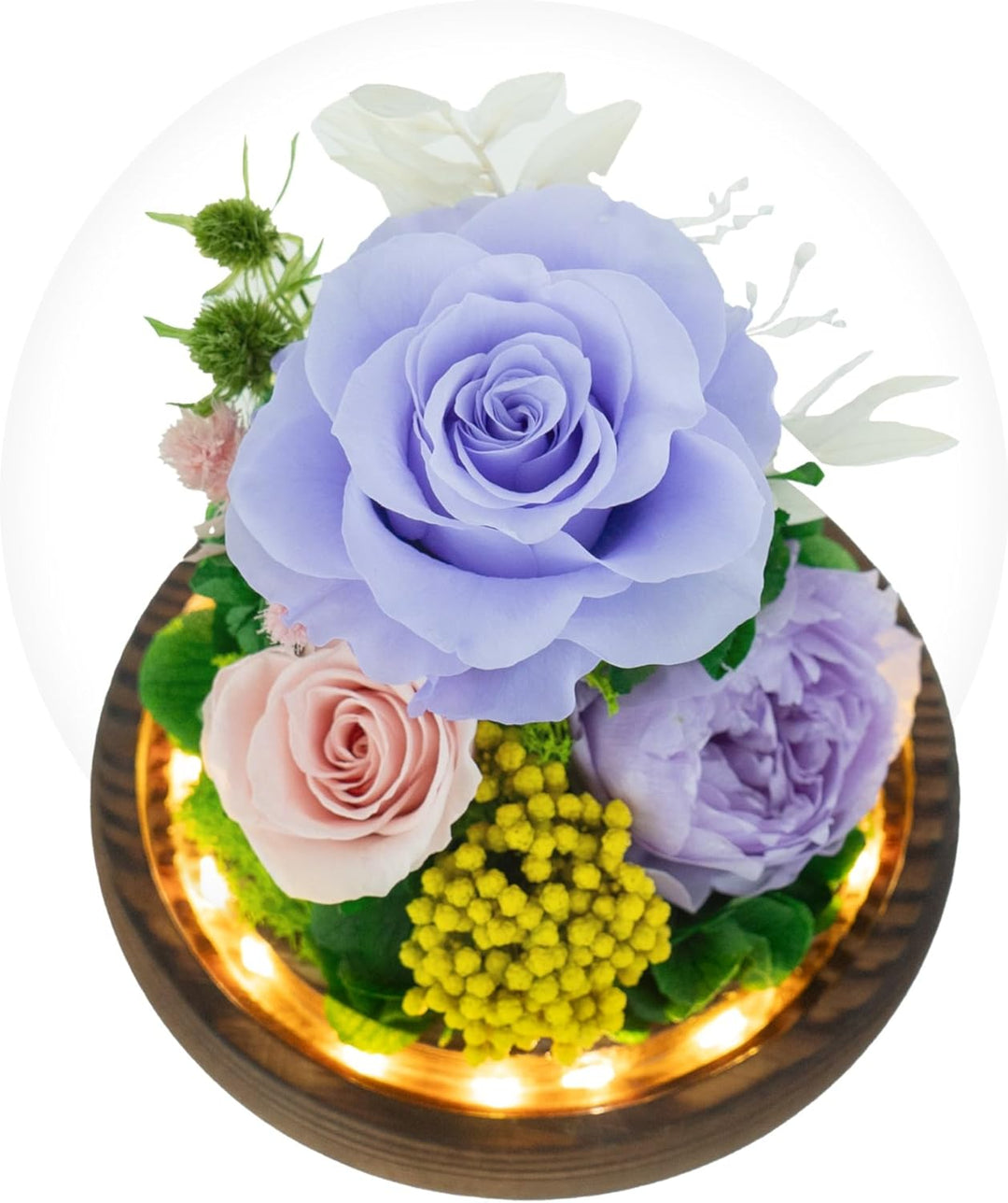 Romance Promises glass dome with a forever light purple preserved rose - Glamour Boutique
