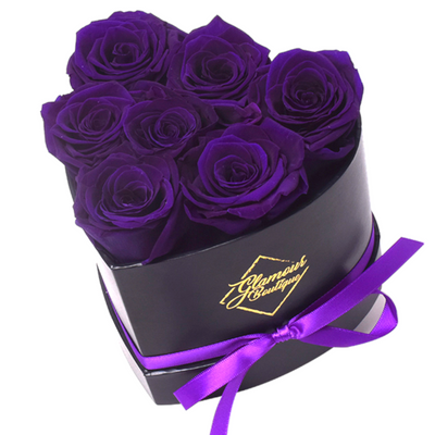 Immortal Love Heart Box | 7 Purple Roses