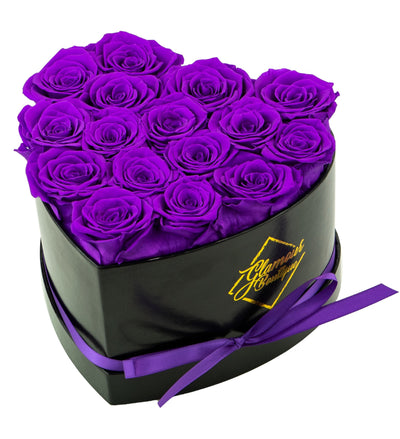 Immortal Love Heart Box |16 Purple Roses
