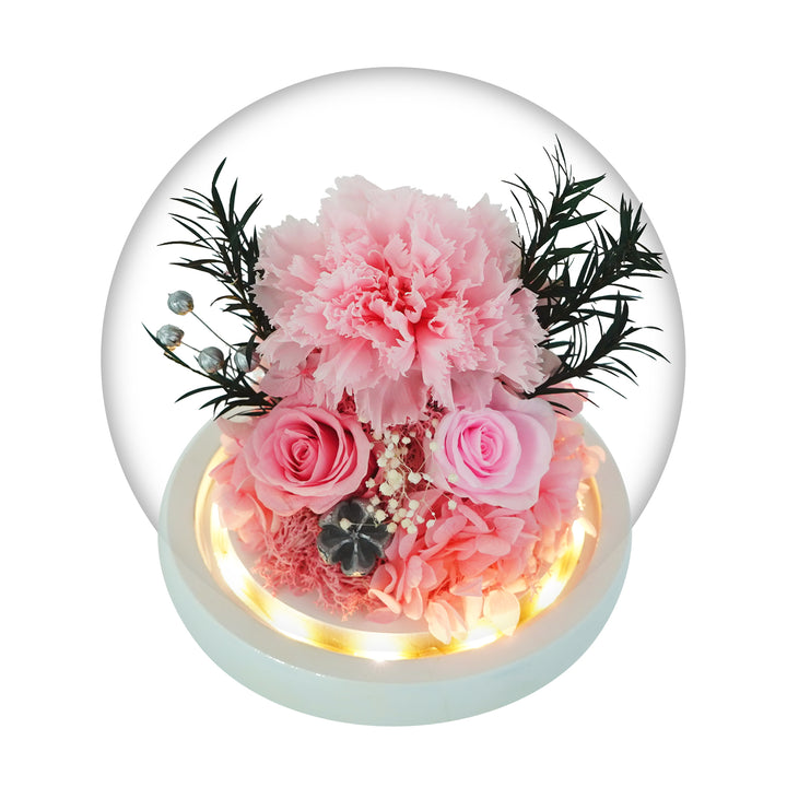 Romance Promises glass dome with a forever pink preserved rose - Glamour Boutique