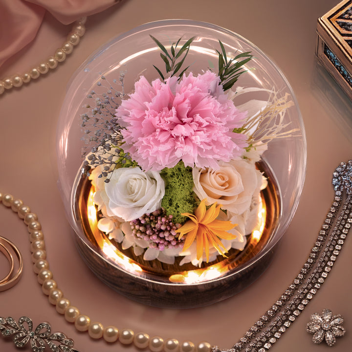 Romance Promises | Glass Dome Forever White/Pink