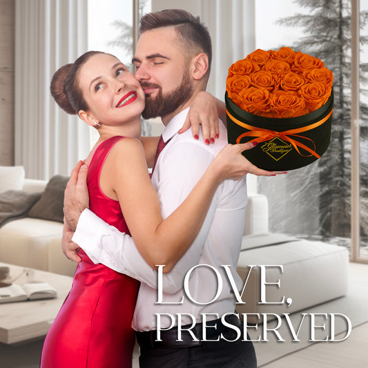 Eternal Prestige Velvet Black | 12 Orange Roses
