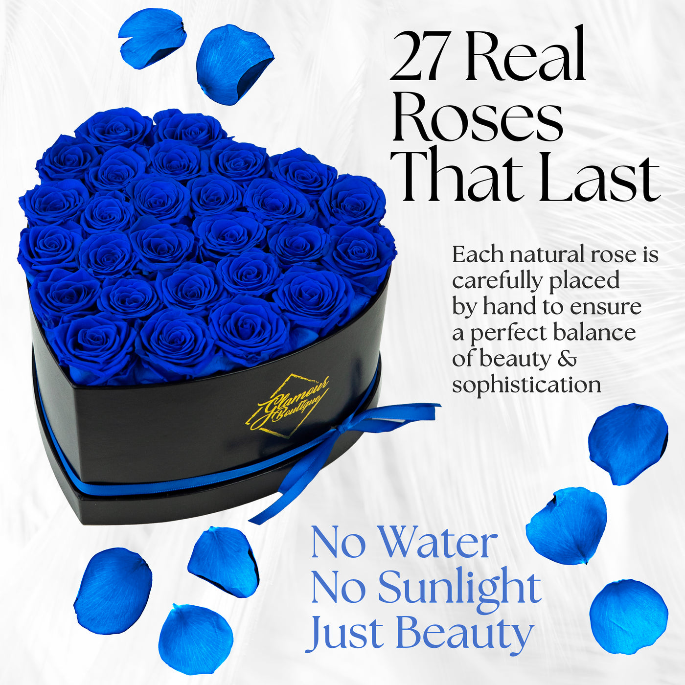 Immortal Love  Heart Box | 27 Blue Roses