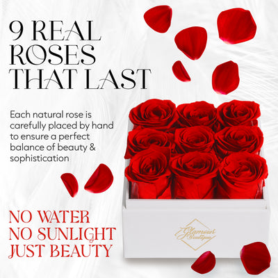 Eternal Elegance Square White | 9 Red Roses