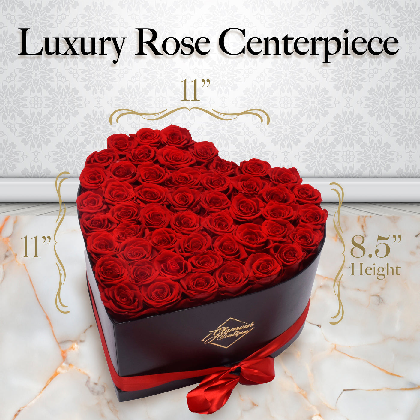 Immortal Love Heart Box | 50 Red  Roses