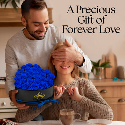 Immortal Love  Heart Box | 27 Blue Roses