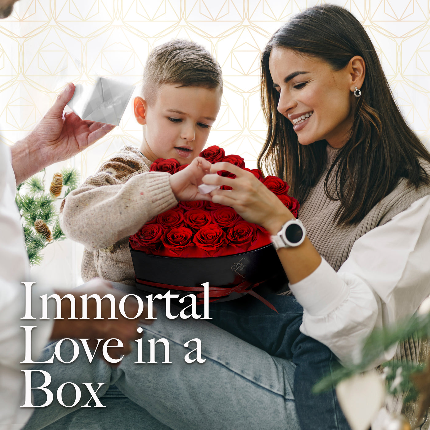 27-Piece Forever Flowers Heart Shape Box - Handmade Real Preserved Roses - Red