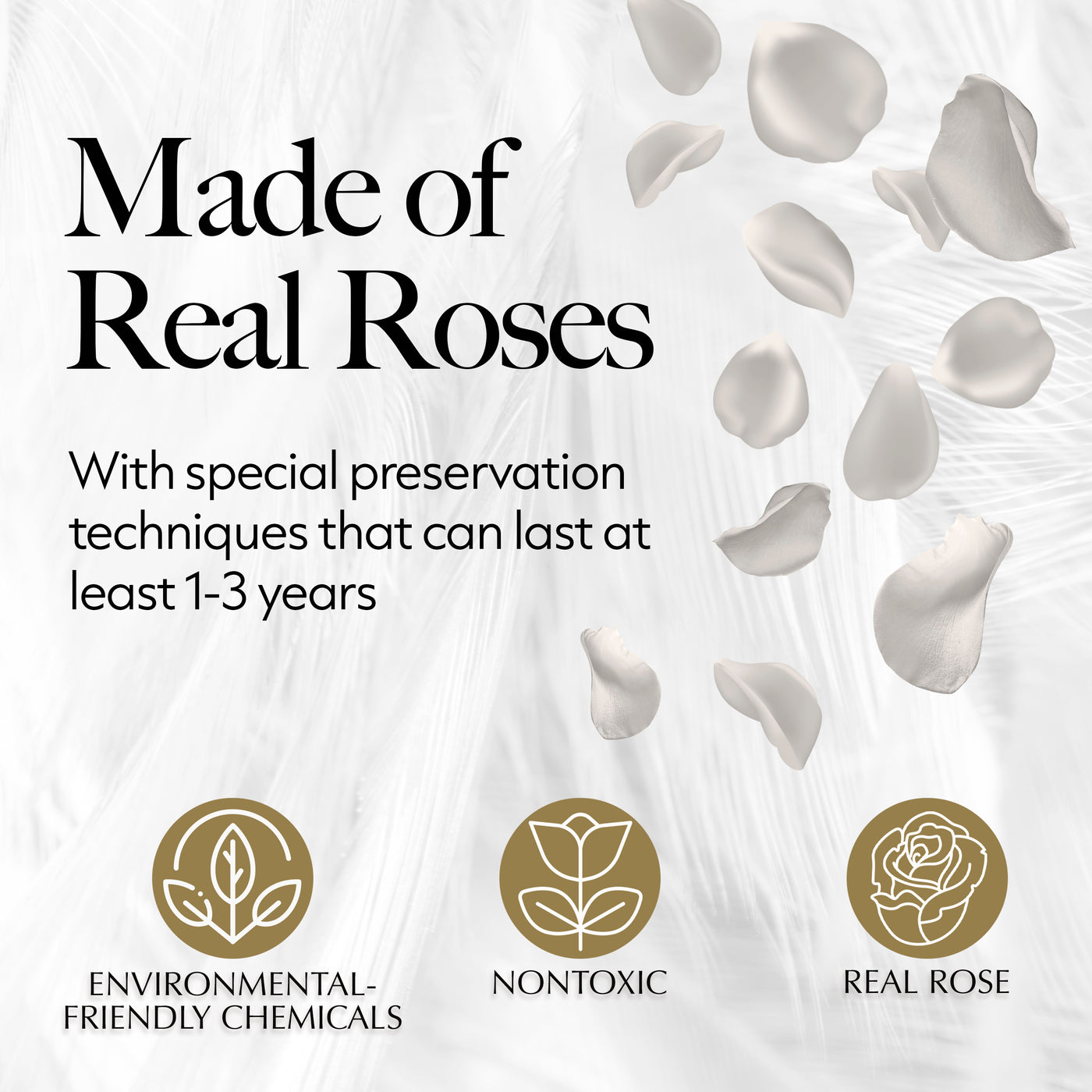 27-Piece Forever Flowers Heart Shape Box - Handmade Real Preserved Roses - White