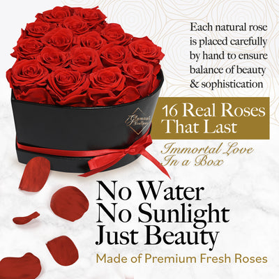 Immortal Love Heart Box |16 Red Roses