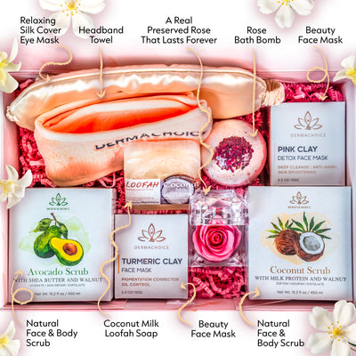 Relaxing Spa Gift Set for Women - 9 Piece Pampering Package for Women