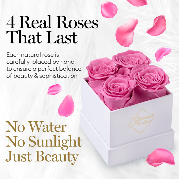 Eternal Prestige White | 4 Pink Roses
