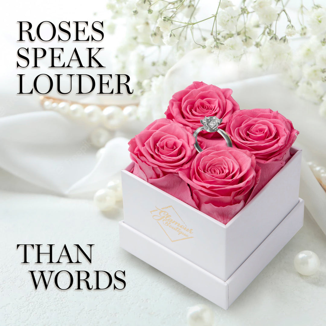 Eternal Prestige White | 4 Pink Roses