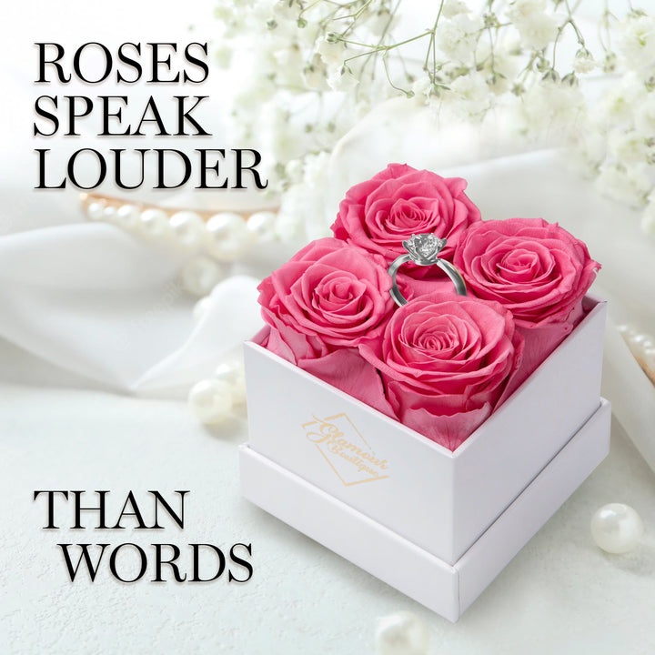 Eternal Prestige White | 4 Pink Roses