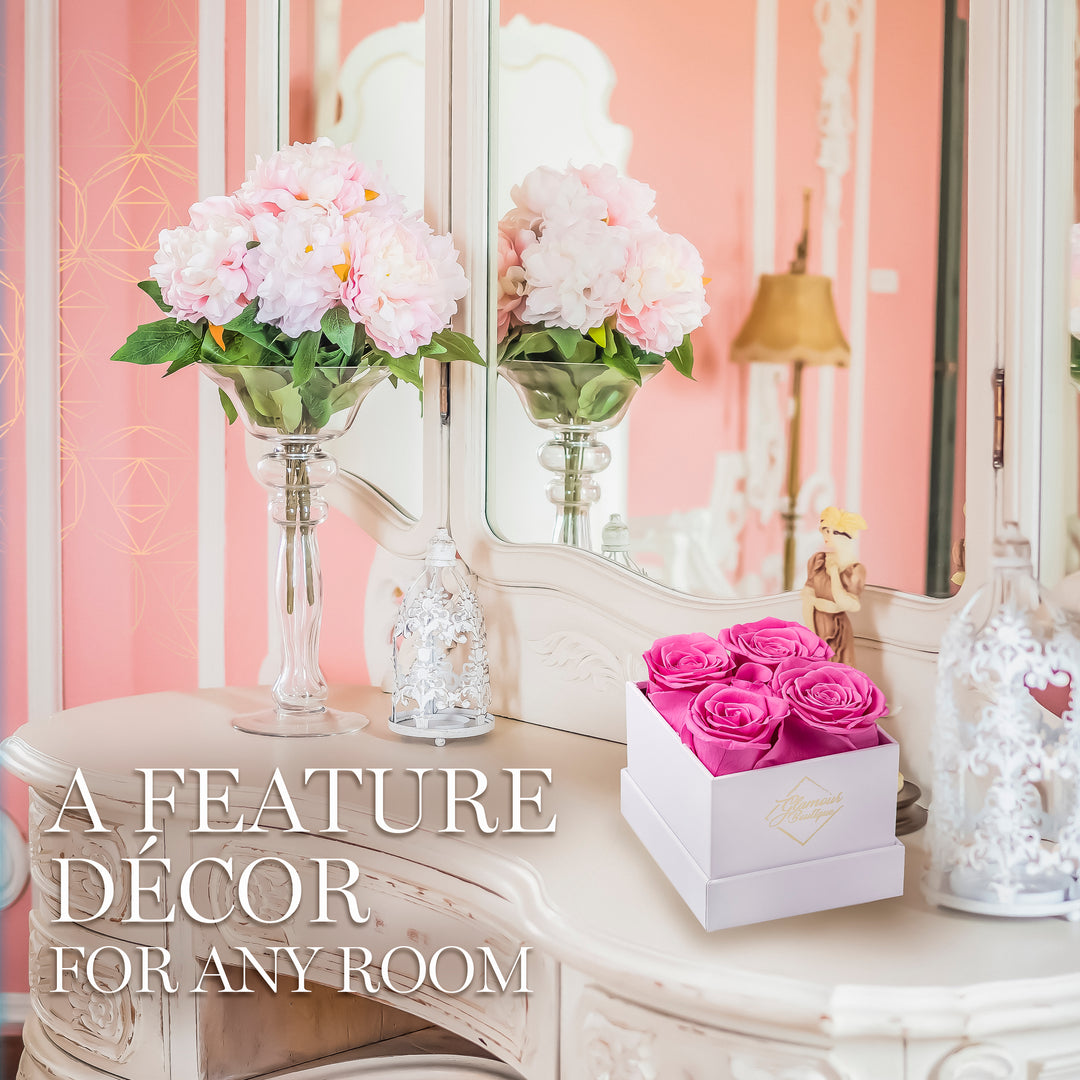 Eternal Prestige White | 4 Pink Roses