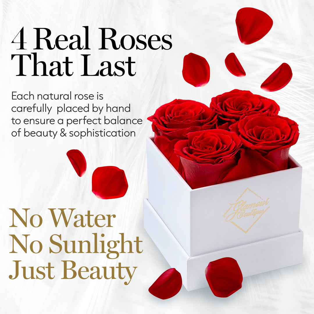 Eternal Prestige White | 4 Red Roses