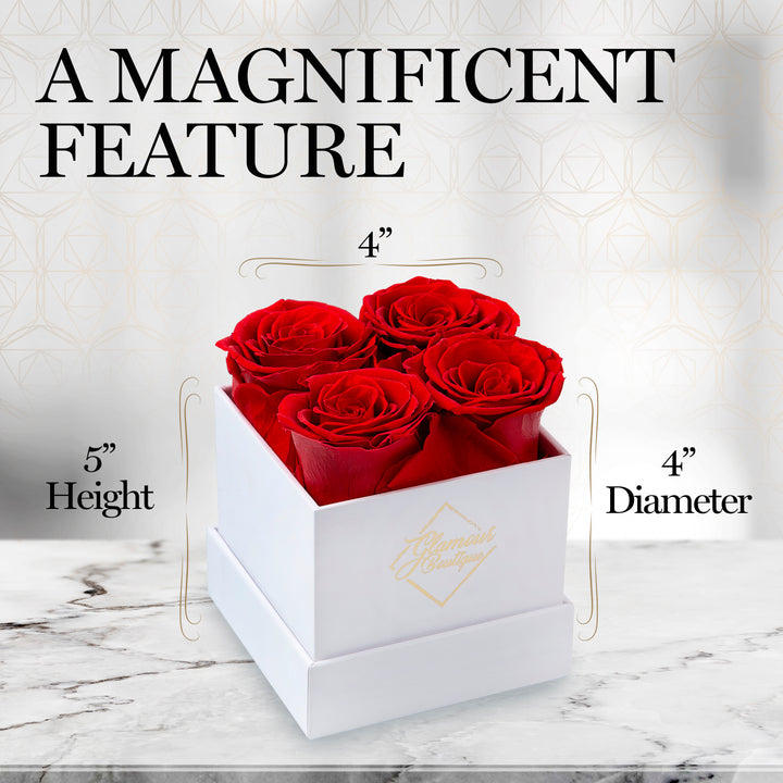 Eternal Prestige White | 4 Red Roses