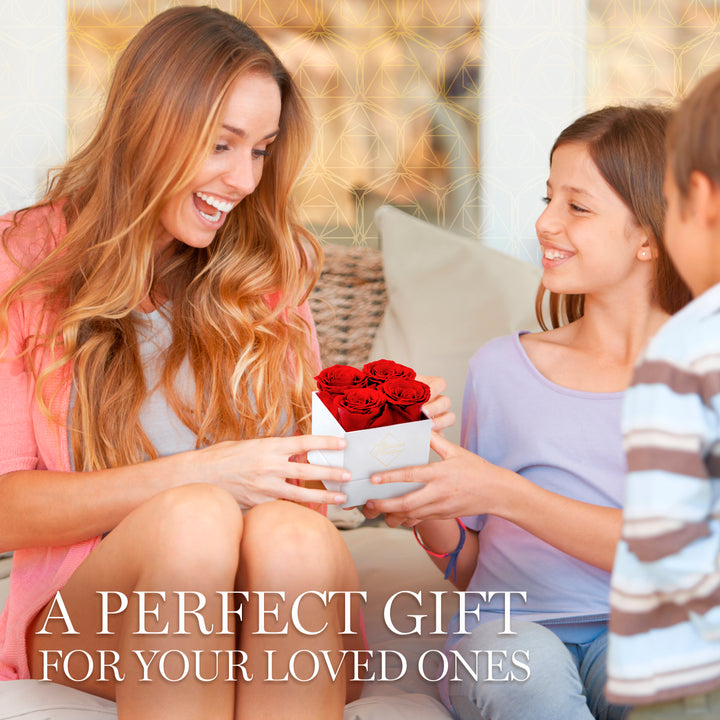 Eternal Prestige White | 4 Red Roses