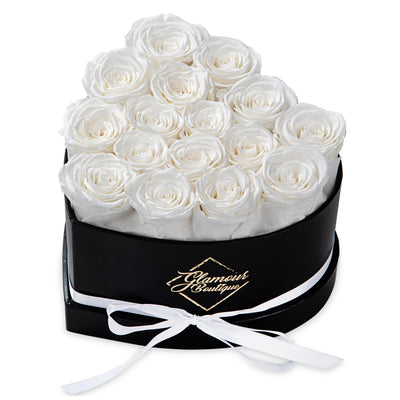Immortal Love Heart  Box |16 White Roses