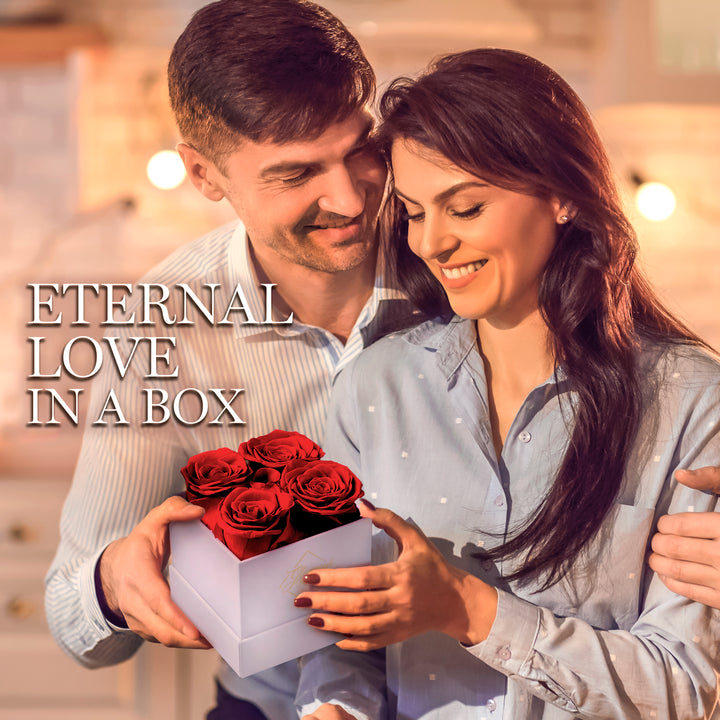 Eternal Prestige White | 4 Red Roses