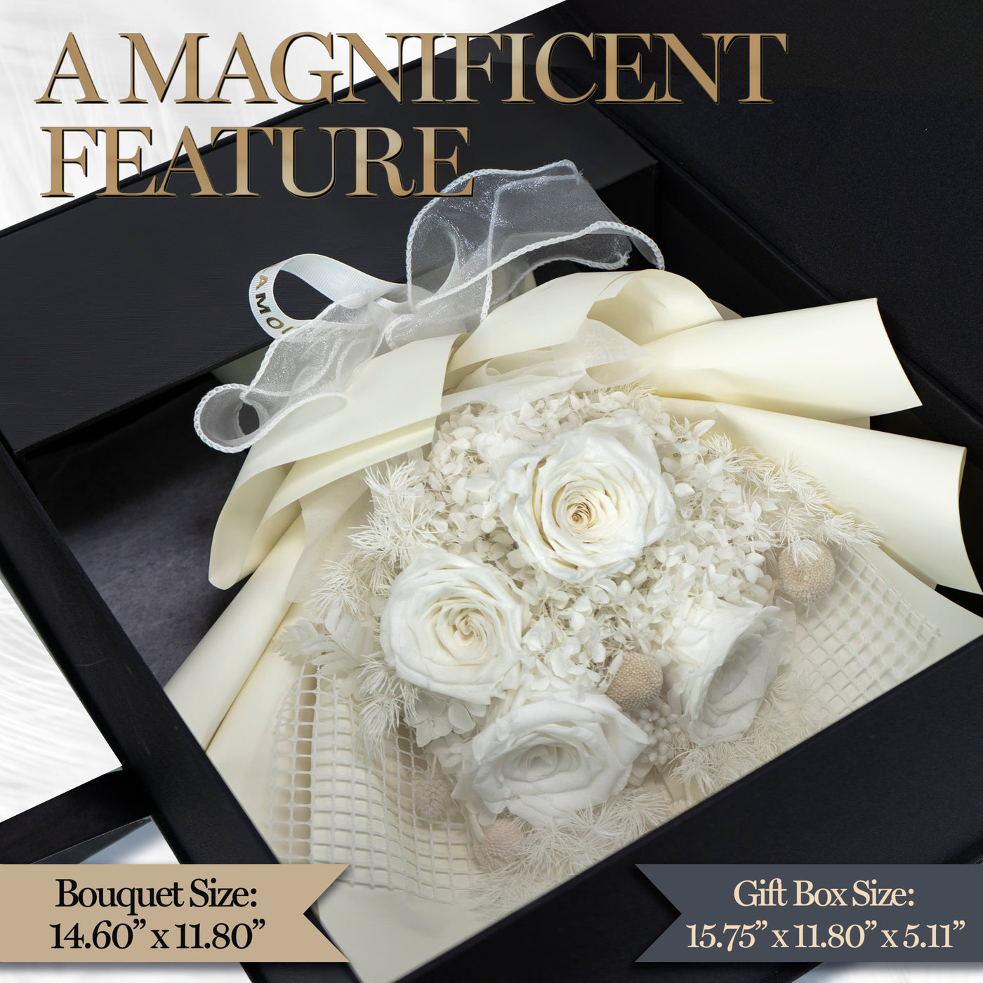 Everlasting Elegance  Flowers Bouquet | White