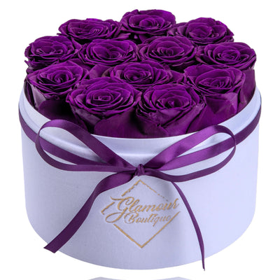 Eternal Prestige Velvet White |12 Purple Roses