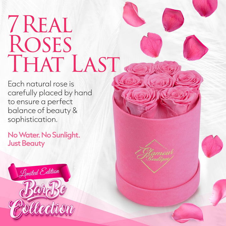 BarBe Round Box | 7 Pink Roses - theglamourboutiques