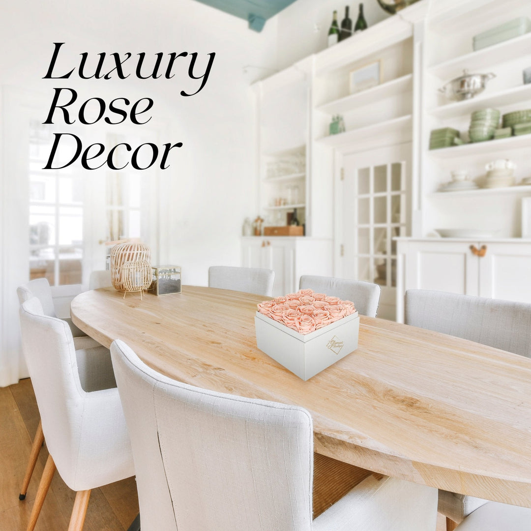 Eternal Elegance Square White | 16 Peach Roses - theglamourboutiques