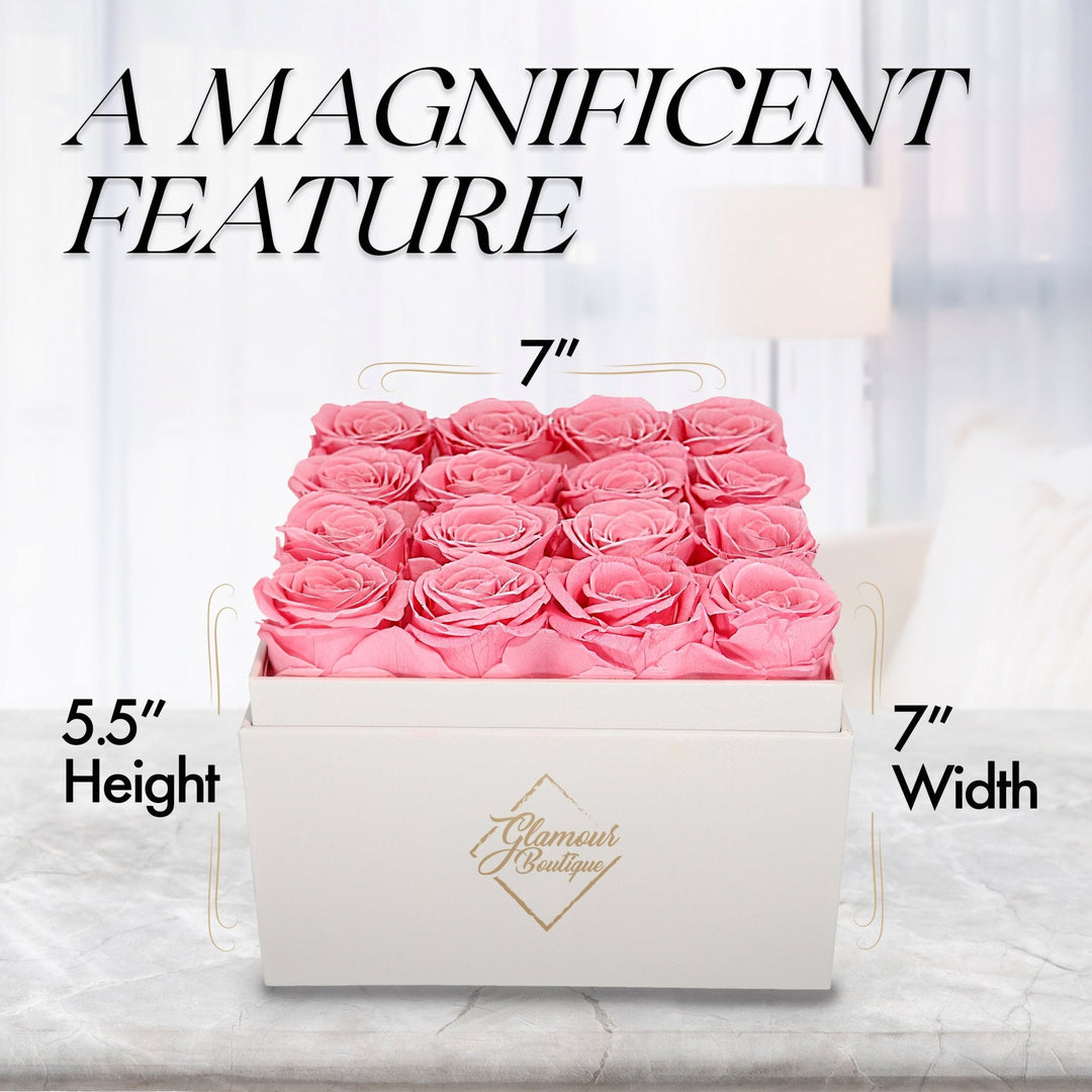 Eternal Elegance Square White | 16 Pink Roses - theglamourboutiques