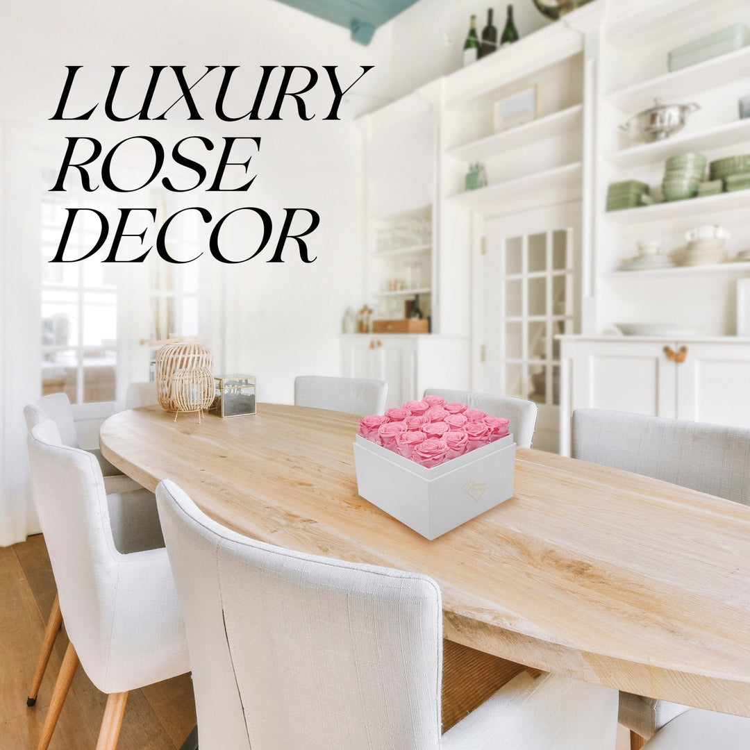 Eternal Elegance Square White | 16 Pink Roses - theglamourboutiques