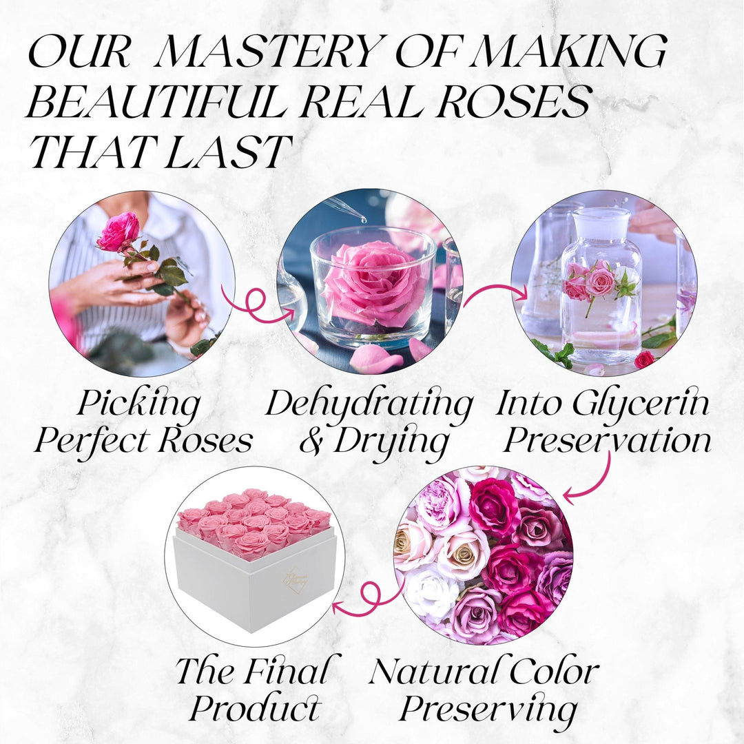 Eternal Elegance Square White | 16 Pink Roses - theglamourboutiques