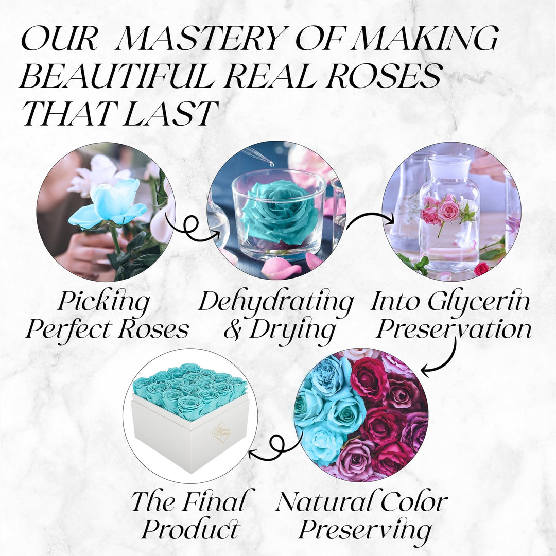 Eternal Elegance Square White |16 Tiffany Roses - theglamourboutiques