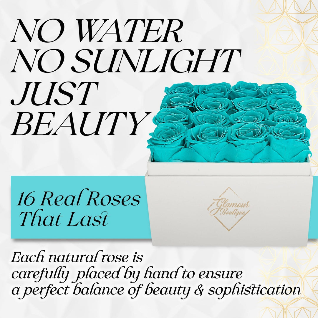 Eternal Elegance Square White |16 Tiffany Roses - theglamourboutiques
