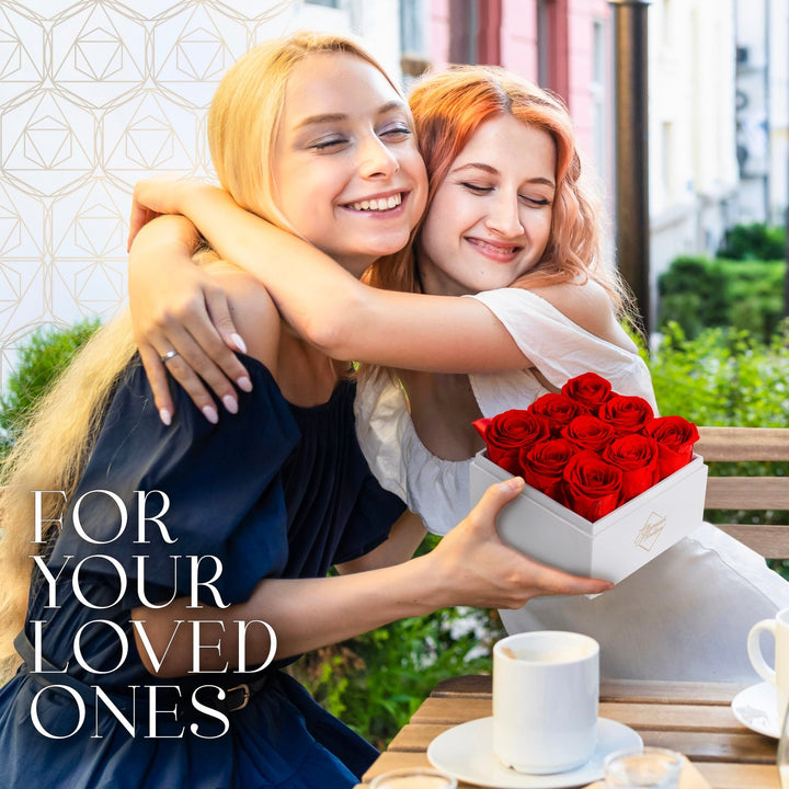 Eternal Elegance Square White | 9 Red Roses - theglamourboutiques