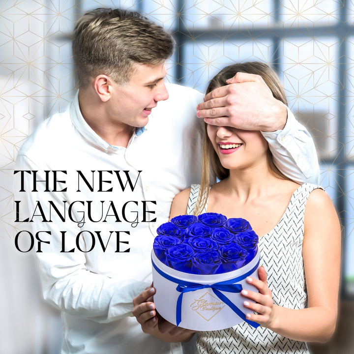 Eternal Prestige Velvet White |12 Blue Roses - theglamourboutiques