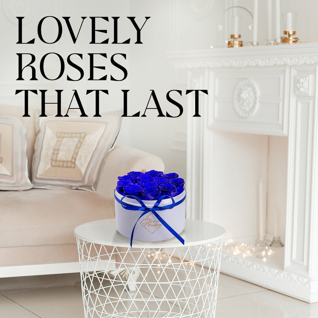 Eternal Prestige Velvet White |12 Blue Roses - theglamourboutiques