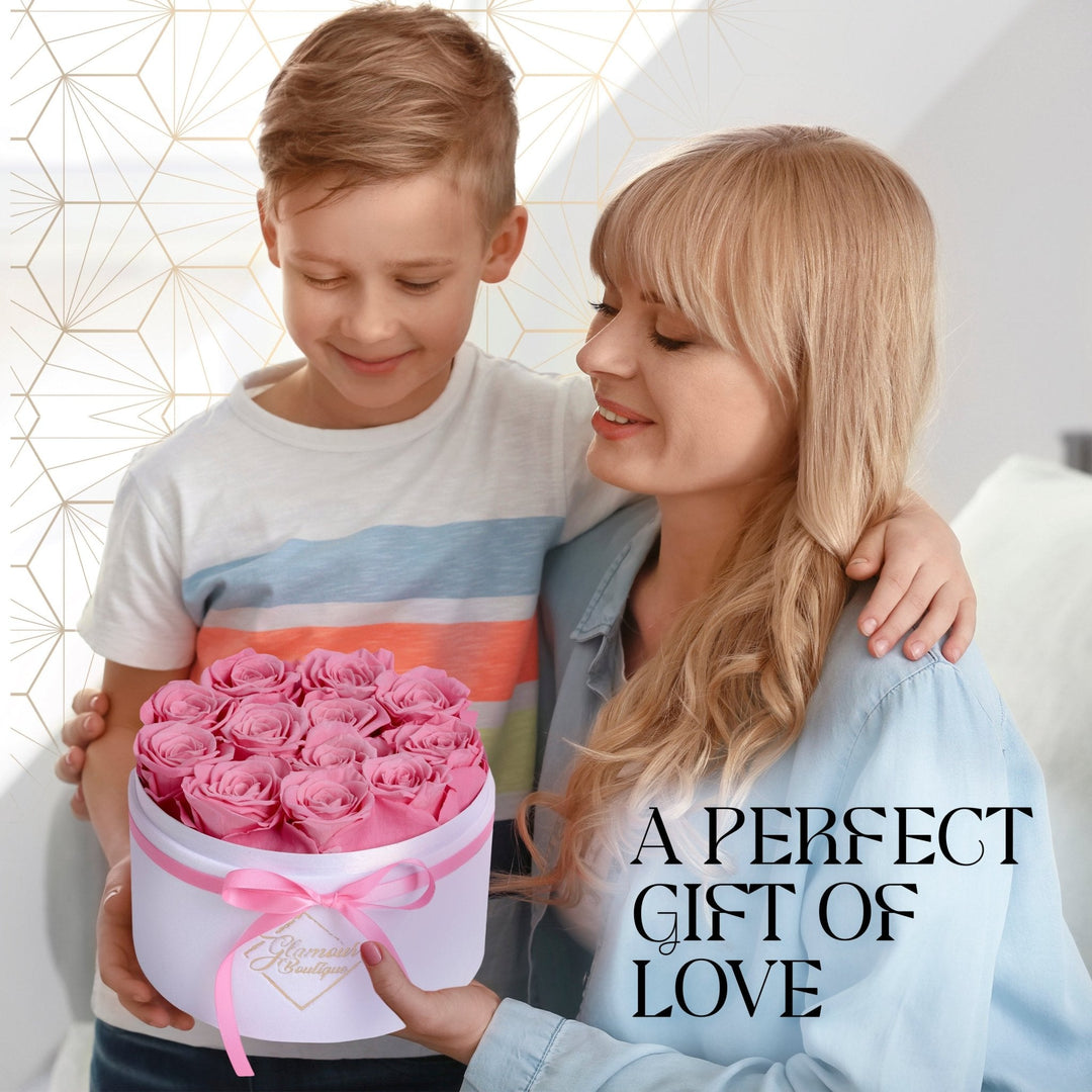 Eternal Prestige Velvet White |12 Pink Roses - Glamour Boutique