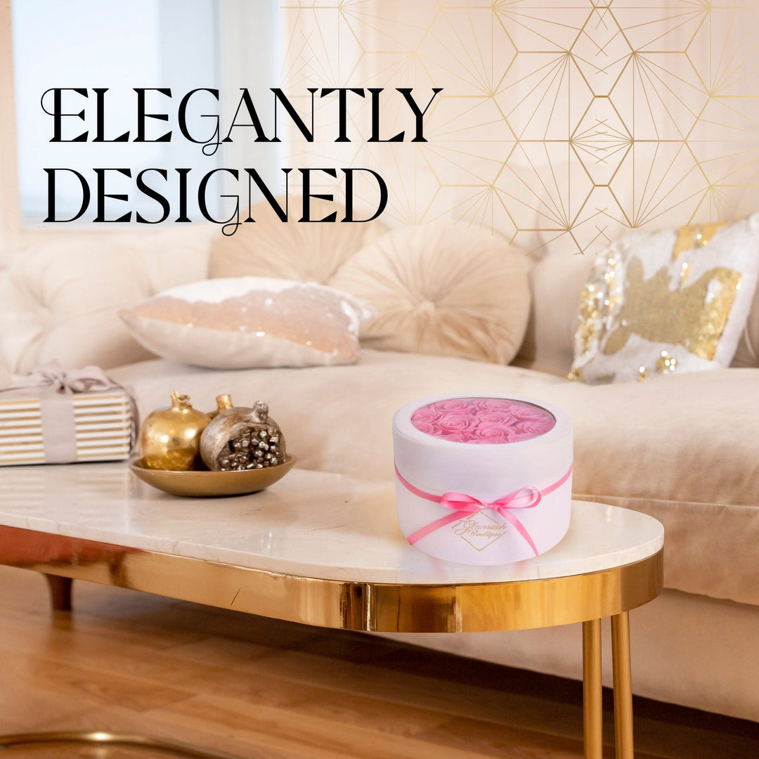 Eternal Prestige Velvet White |12 Pink Roses - Glamour Boutique