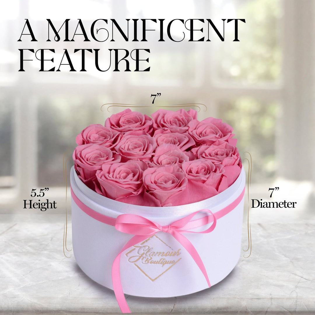Eternal Prestige Velvet White |12 Pink Roses - Glamour Boutique