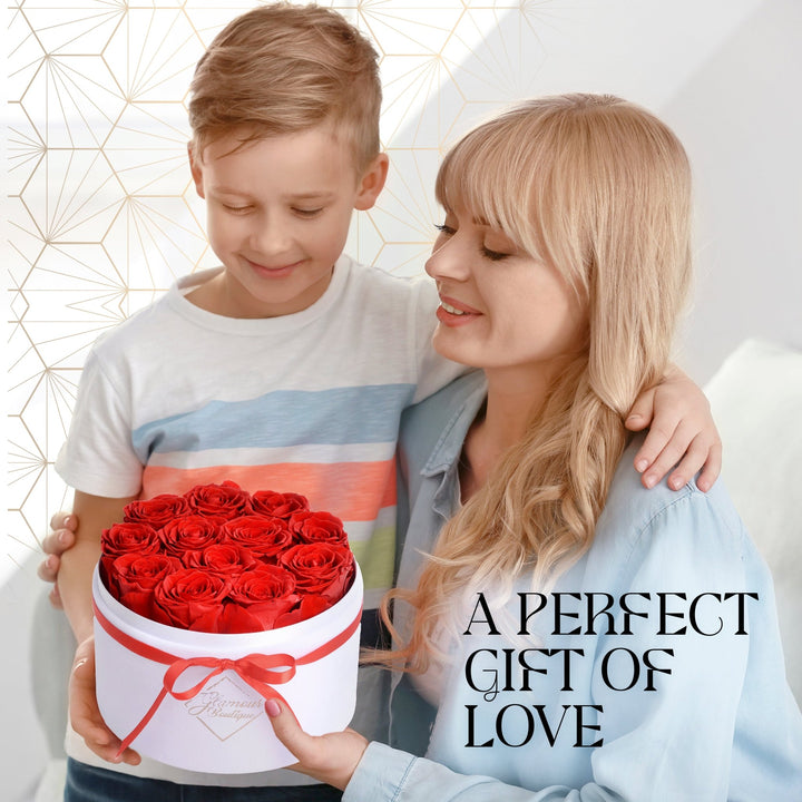 Eternal Prestige Velvet White | 12 Red Roses - theglamourboutiques