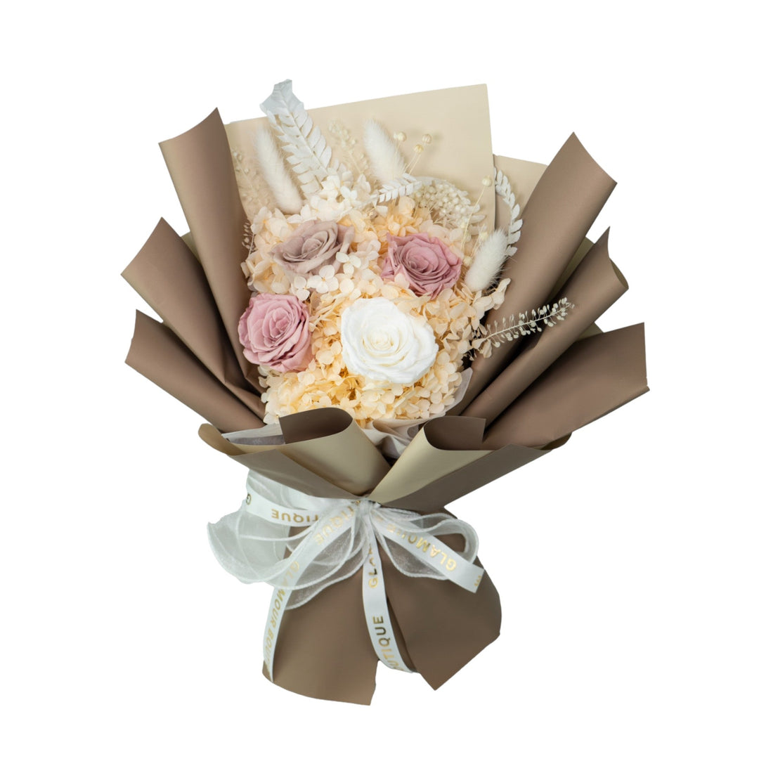 Everlasting Elegance preserved flower bouquet in dusty rose by Glamour Boutique