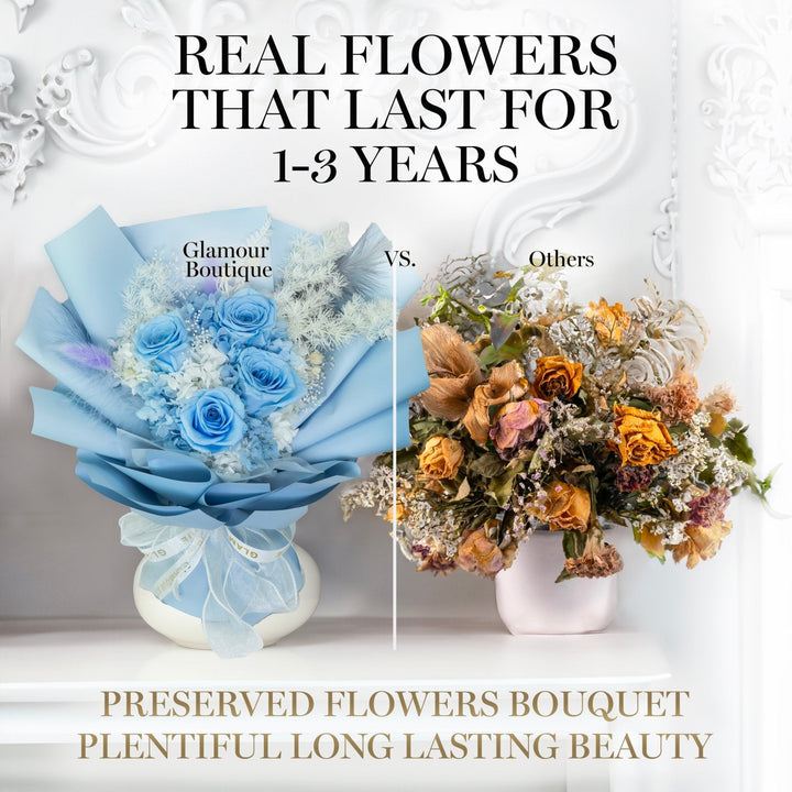 Everlasting Elegance Flowers Bouquet | Light Blue - Glamour Boutique