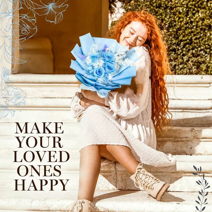 Everlasting Elegance Flowers Bouquet | Light Blue - Glamour Boutique