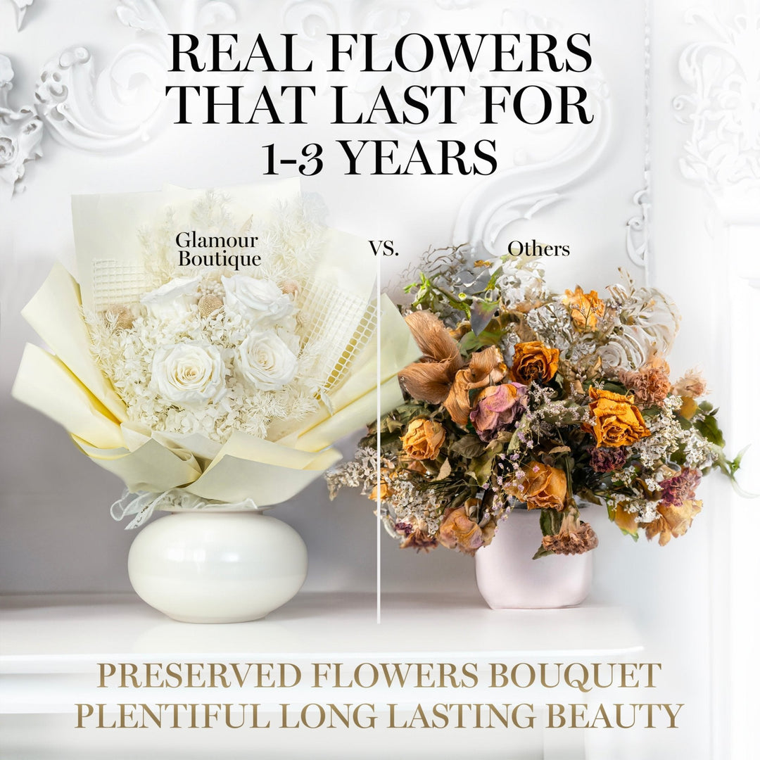 Everlasting Elegance Flowers Bouquet | White - Glamour Boutique