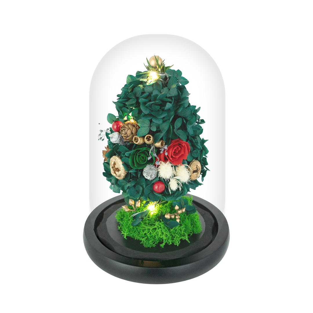 Holiday Charm classic green Christmas tree preserved arrangement by Glamour Boutique