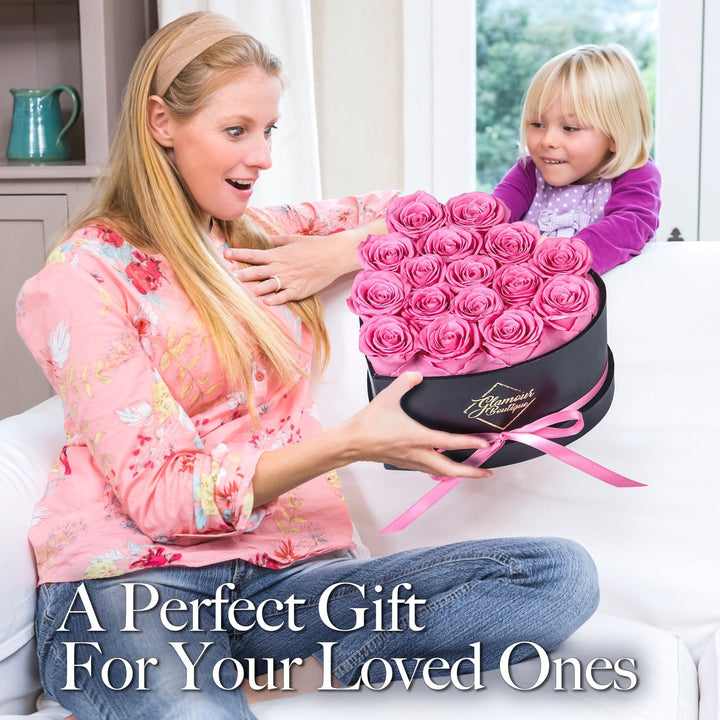Immortal Love Heart Box |16 Pink Roses - Glamour Boutique