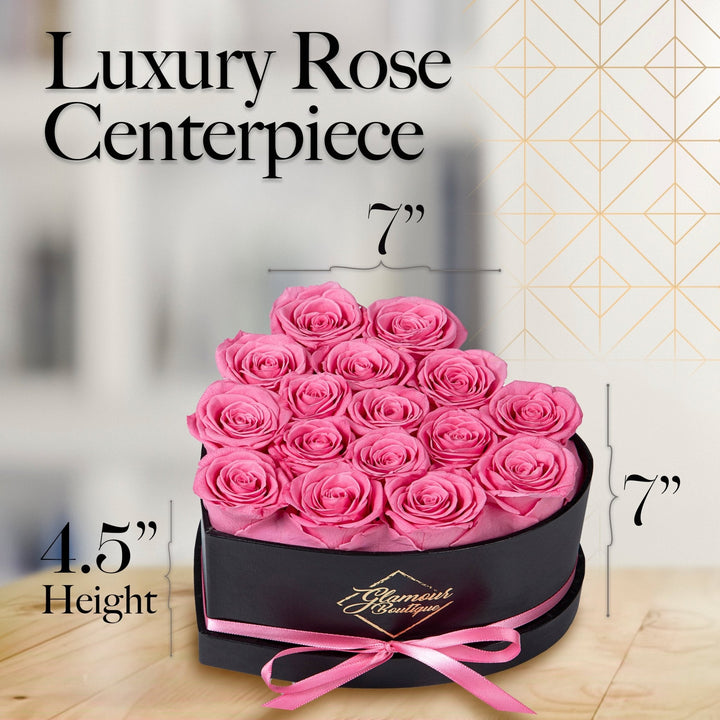 Immortal Love Heart Box |16 Pink Roses - Glamour Boutique