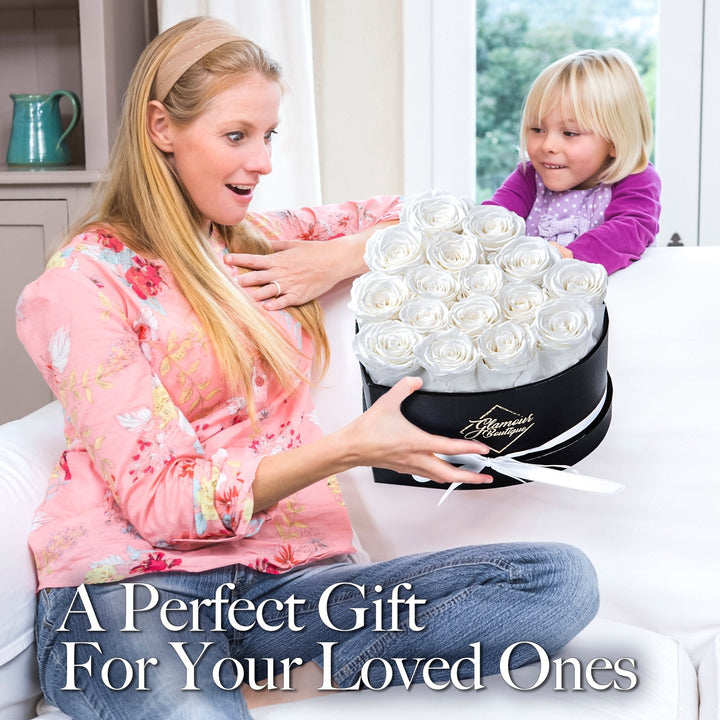 Immortal Love Heart Box |16 White Roses - Glamour Boutique
